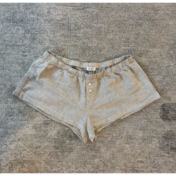 John Galt Keira Cream/Tan Striped Linen Boxer Pajama Shorts Low Rise S - Picture 2 of 4